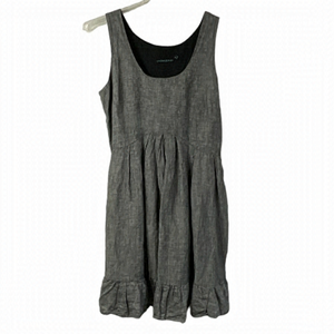 Cynthia Rowley‎ Dress Grey Linen Ruffle Hem Sleeveless Midi Size 10